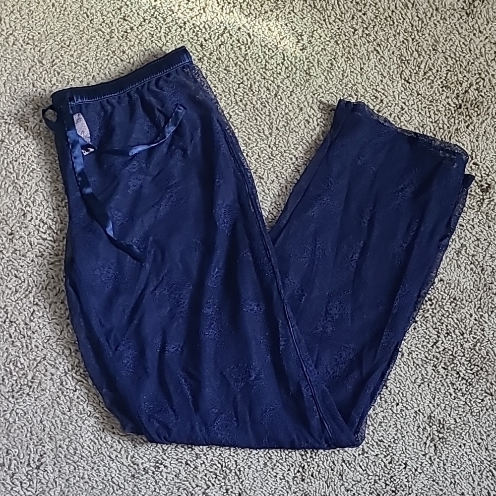 Victoria's Secret Navy Mesh Lace Drawstring Pajama Pants